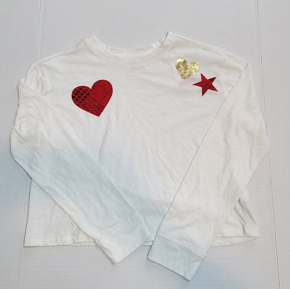 NEW - EPIC THREADS Long-Sleeve T-Shirt, Ivory with Star and Heart designs
